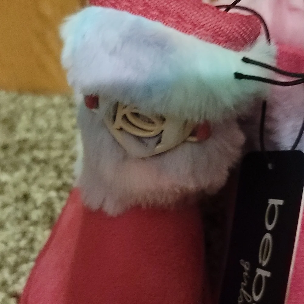 BEBE GIRLS DARK PINK Rainbow faux fur BOOTS: NWT: TODDLER 6